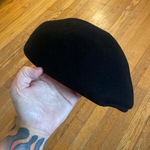 giant international vintage y2k black 100% wool newsboy cap